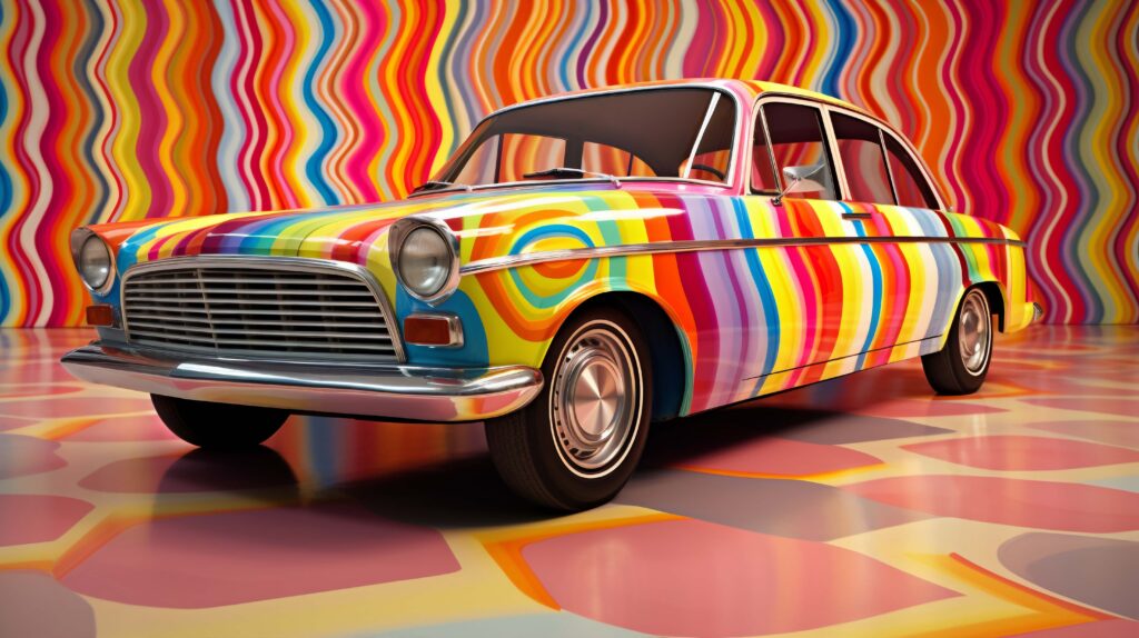 Voiture rétro année 90 coloré